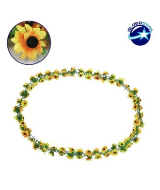 GloboStar® 09027 Τεχνητό Κρεμαστό Φυτό Διακοσμητική Γιρλάντα Μήκους 2 μέτρων με 80 X Μικρά Ηλιοτρόπια Κίτρινα